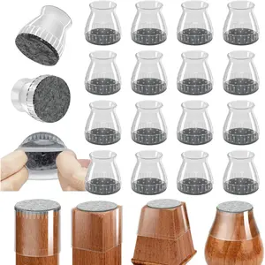 24 Pcs Silicone Chair Leg Floor Protectors & Furniture Sliders for Hardwood Floors - Anti-Scratch Noise Reduction Felt Pads for Chair Feet Fit 1.3" to 1.97"