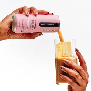 Pop & Bottle Caramel Cold Brew Oat Milk Latte (12 Pack)  with Functional Mushrooms and MCTs