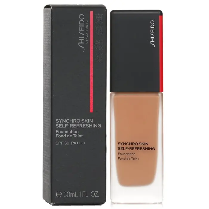 SHISEIDO Synchro Skin Self Refreshing Foundation - #410 Sunstone, Waterproof, UV-Protective, Full Coverage, Flawless Finish, Hydrating Makeup, Cosmetic, Lightweight
