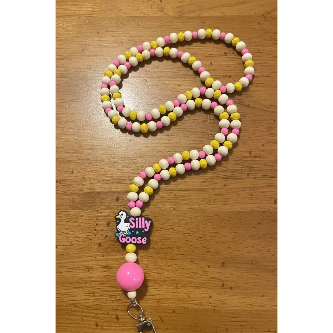 Silly Goose Custom Wood Beaded Lanyard Silly Goose Custom Wood Beaded Lanyard