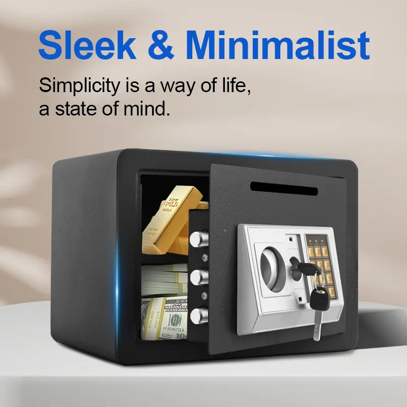 Biometric Fingerprint Safe Box, Digital Keypad Security Safe with 2 Manual Emergency Keys, Solid Steel Anti-Pry Storage Cabinet for Home Office Hotel Valuables Cash Jewelry Passports, Wall Mount Design, Batteries Not Included