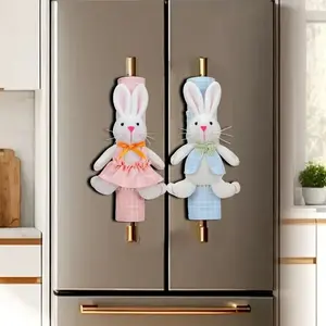 Easter 3D Rabbit Kitchen Appliance Protection Set, Cute Cartoon Rabbit Handles for Microwave, Refrigerator, Dishwasher, Perfect Kitchen Decor