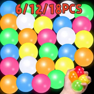 Glowing Sticky Colorful Balls, 6/12/18 Pieces, Sticky Texture, Versatile Use, Perfect for Birthday Parties, Celebrations, Carnivals, School, Kindergarten, Party Gifts, Prizes