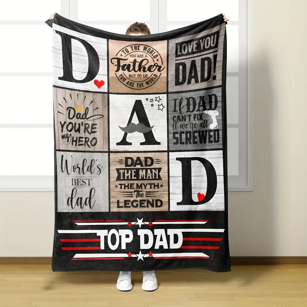 [Soft Flannel Dad Blanket] Cozy Soft Flannel Dad Blanket - All-Season Throw with Unique Print Design, Perfect Father's Day & Birthday Gift