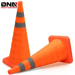 DNA MOTORING 2 Pack  28 Inch Collapsible Traffic Safety Cones, Orange Cones with Reflective Collar, Multi Purpose Pop-up Parking Cones for Road Safety, Parking Lot, Sport and Driving Training