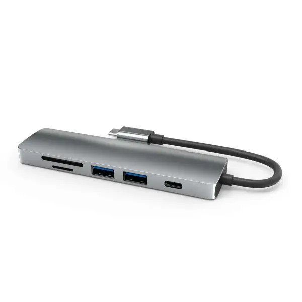SANOXY 6-in-1 USB-C Hub with 4K HDMI 2x USB3.0 PD Charging SD TF Card Readers Aluminum Build Plug-and-Play for Windows macOS & Linux