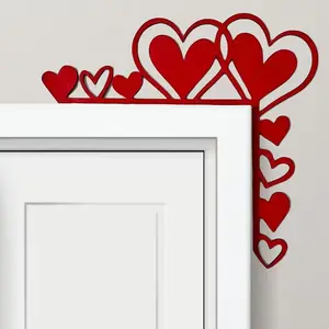 Cute Wooden Door Top Decoration, Heart-Shaped Frame Corner Decor, Romantic Love Design, Valentine's Day, Home Party Wedding Decor, Wood, Home Ornament