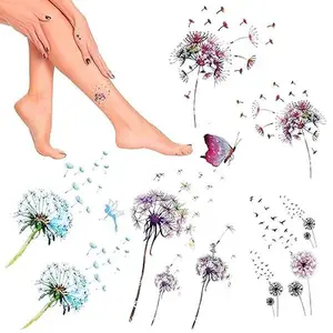 Dandelion Flowers Body Tattoo For Leg Arm Fake Tattoo Kits Latest Temporary Tattoos for Women and Men With Four Color Sheets Different Designs