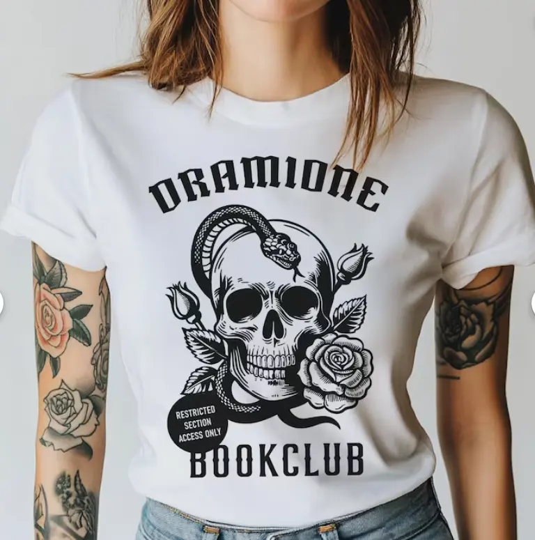 Dramione Book Club Merch | Draco Malfoy Shirt Morally Grey Lover Romance Reader Slytherin T-Shirt Bookish Gift Hermione Granger Art Menacled