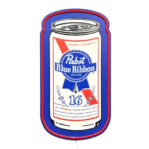 Pabst Blue Ribbon Beer Can LED Wall Sign - Officially Licensed, Classic Neon Look, LED Rope Lighting, Neon Glow, Modern Convenience, Neon Led