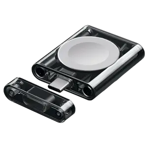 PITAKA Power Dongle for Apple Watch, MFi Certified Portable USB C Plug-in Wireless Magnetic Charger Compatible with Apple Watch Series 7/SE/6/5/4/3/2/1 Accessories Transparent