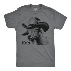 Mens Funny T Shirts Meh Goat Sarcastic Animal Graphic Novelty Tee For Men Mens Funny T Shirts Cool Vintage Fashion T-Shirt Gift Classic Menswear Funny Animal Short Sleeve Novelty Tees for Guys Dark Grey