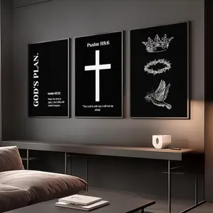 Black Christian Wall Art; Minimalist Bible Verse Prints, Product without frame