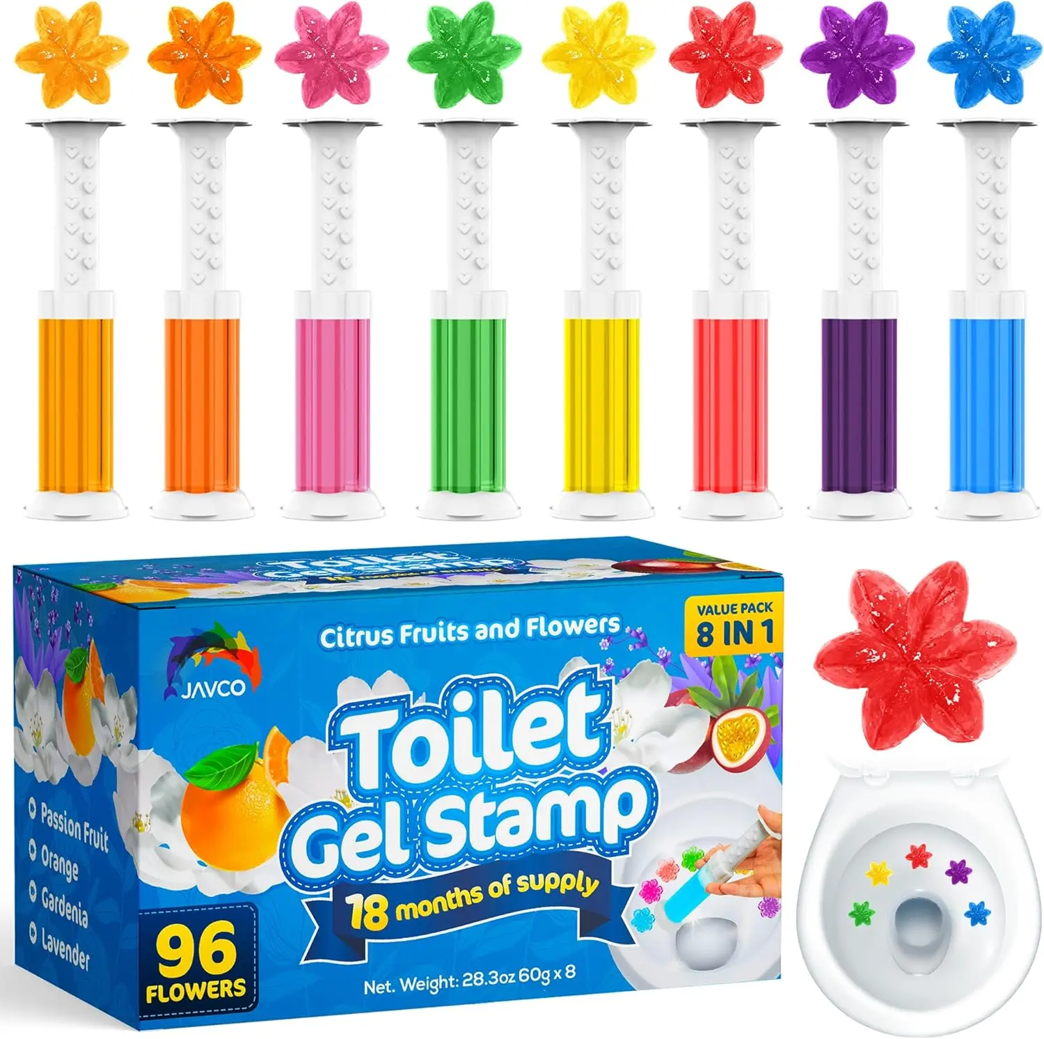 96 Flowers- Flower Toilet Gel Stamp | Toilet Scent Fresheners (Mix Scent)