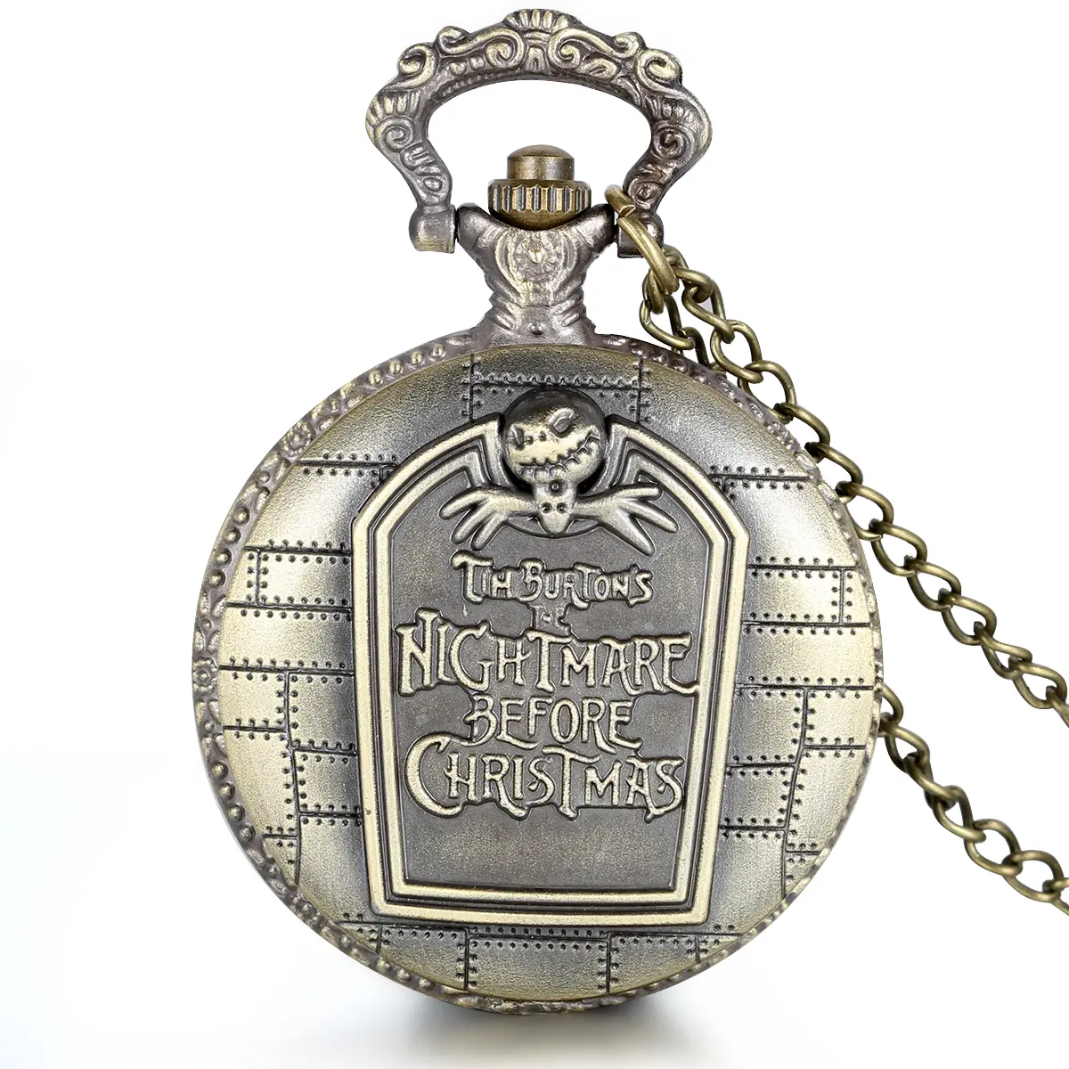 OIDEA Men's Retro Pocket Watch, Bronze-Tone Collectible with Flip Cover, Analog Quartz Drive, Arabic Numeral Dial and Hanging Fob Chain, Arabic Numerals, Collectibles, Novelty, Hanging Chain Included, Vintage, Round