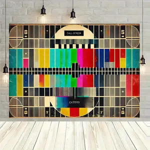 1pc Nostalgic TV test image Backdrop wall hanging fabric, 7x5ft, 5x3ft backdrop decor, Room, Photo Studio props - Multi-purpose Room banner decor for home decor, parties, studios, home & garden, outdoor celeb