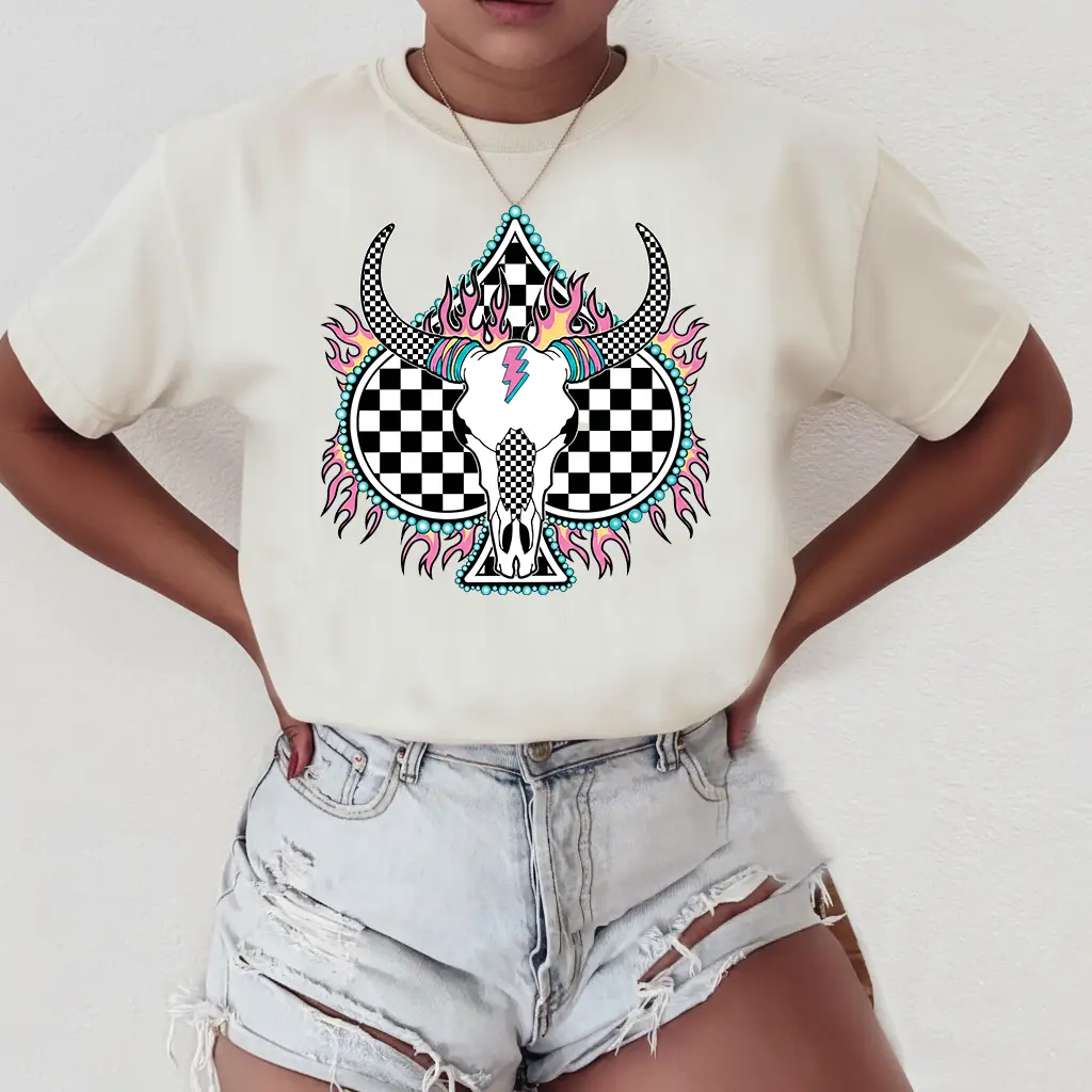 Retro Rodeo Bull Western Checkered Shirt, Girl Country Tops Clothing Merch, Cowgirl Style Womenswear