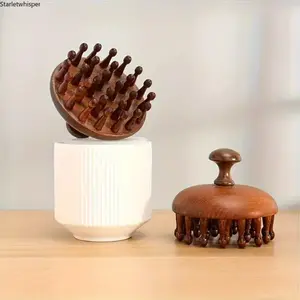 Wooden Round Disc Massage Hair Comb Set, Anti-Static Scalp Massager for Hair Growth, Stimulates Blood Circulation, Gentle Grooming Tool Suitable for Normal & All Hair Types