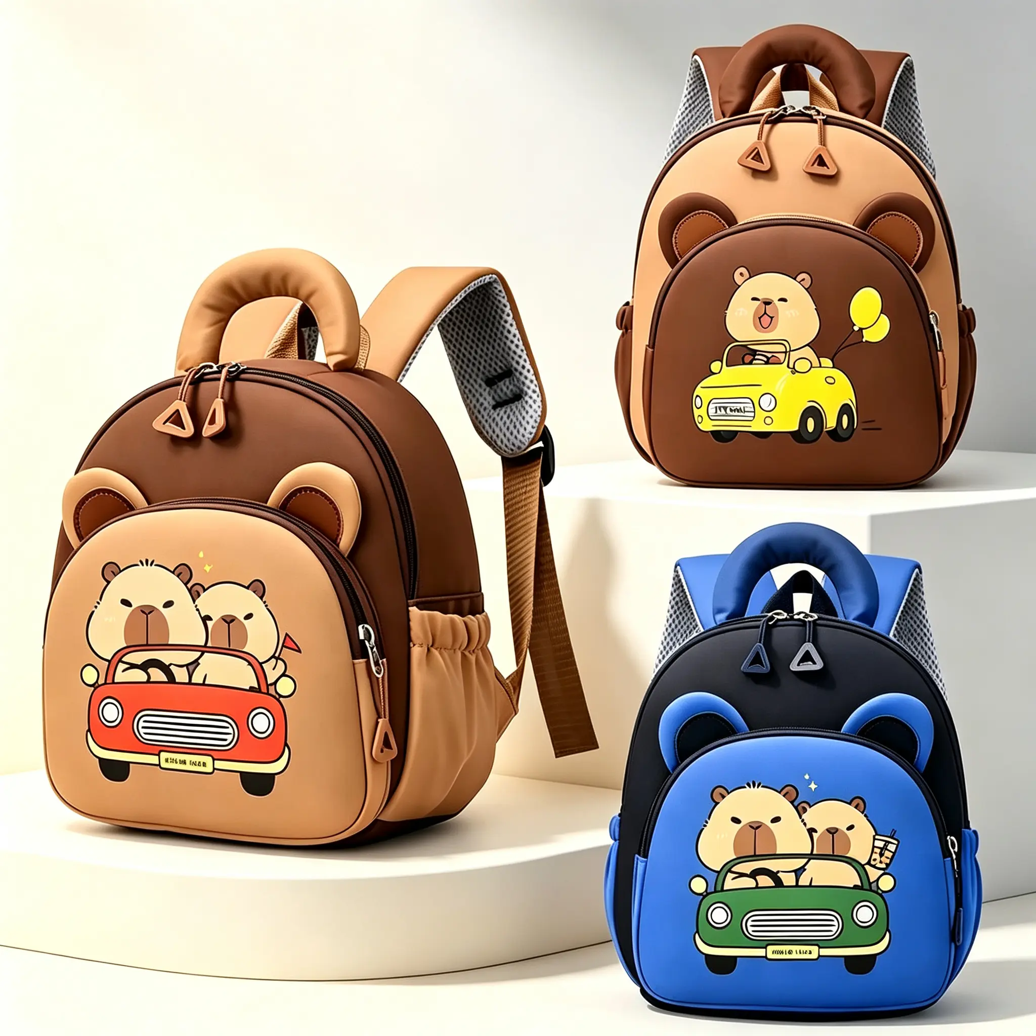 Kids Backpack Kindergarten Bag – Lightweight Nylon Toddler Bookbag with Adorable Capybara Print, Comfortable Padded Straps for Boys Girls Preschool, Viral Back to School Must-Have