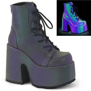 Demonia Camel-203 Green Multi Reflective Ankle Boots