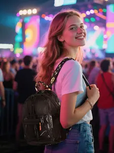 Multi Color Women's Trendy Backpack Lightweight PVC Clear Books Bag Adjustable Shoulder Strap for Music Concerts, Outdoor Party, Mall Shopping and Daily Use.