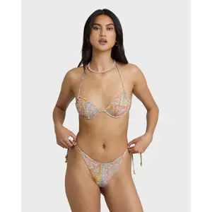 BILLABONG Women's Take It Back Tie-side Tanga Skimpy Bikini Bottom, Low Hip Bead Decor Embroidery Stretch, Beach Swimwear