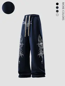Men's Casual Pants, Dark Totem Graphic Print Sweatpants, Cool Look, Loose Wide Leg, Street Style, Streetwear, Multiple Colors Available