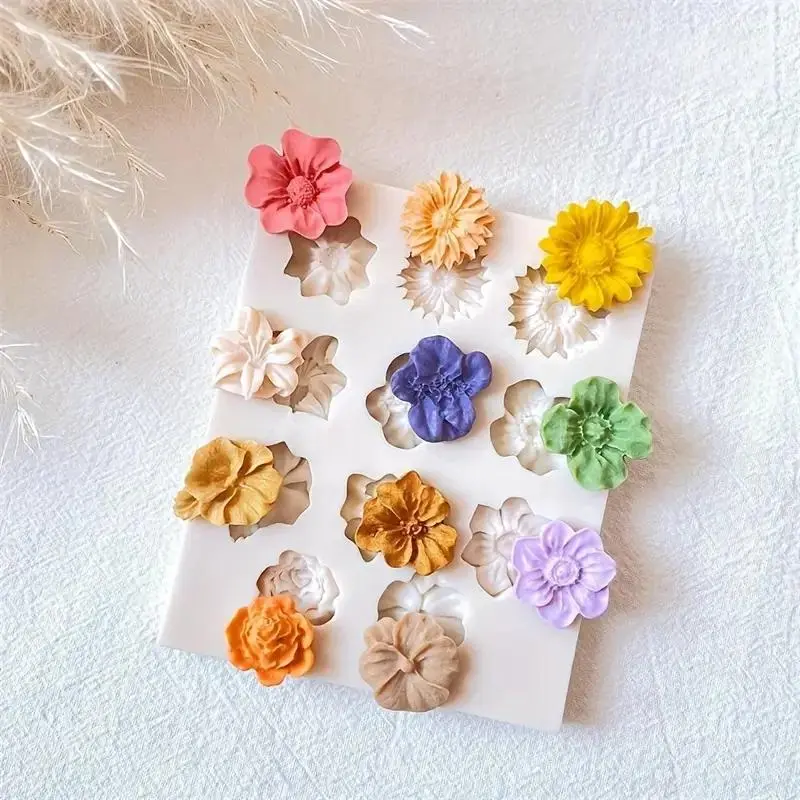 Flower Shaped Silicone Mold, Baking Fondant Mold, Polymer Clay Craft Making Silicone Mold, Multi-purpose Mold for Polymer Clay Jewelry Making, Diy Jewelry Making