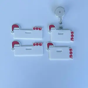 Christmas Nurse Badge Buddy Holiday ID Reel Gift for RN CNA Teacher with Santa Hat Design