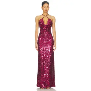 Lovers and Friends Britt Gown in Burgundy Sequin