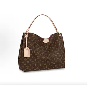 Pre-owned Louis Vuitton Graceful MM Monogram Tote Bag Beige Interior