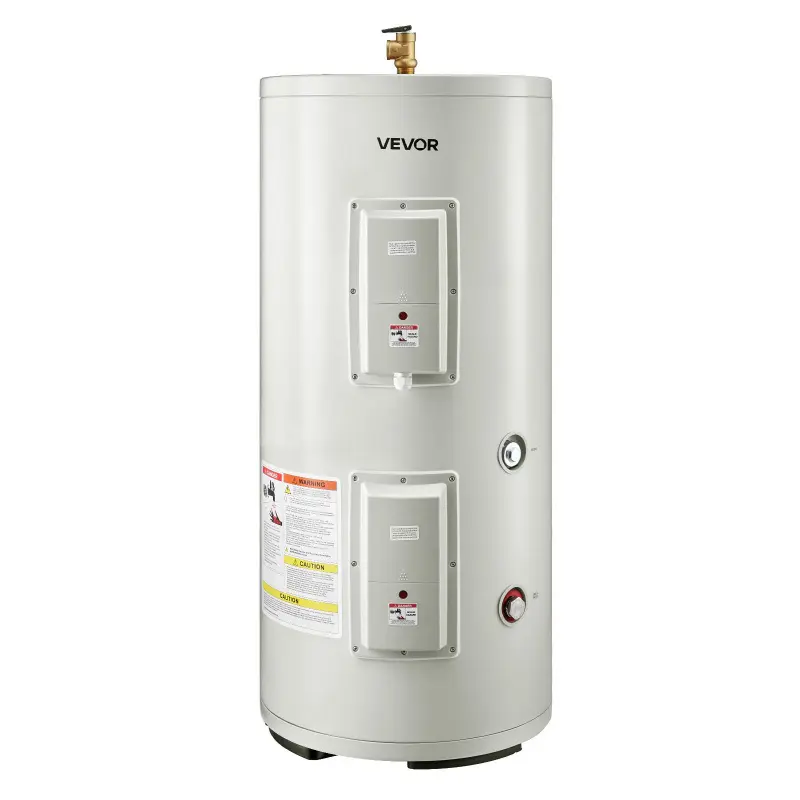 VEVOR 30 Gal Vertical Cylinder Steel Electric Water Heater, 5000W 240V/60 Hz, 20mm Foam Insulation, 33.8kg/74.5lbs, Knob Control, Gray, 167°F, Enhanced Water Supply, Safety Auto-Cut Off, Installation Guide for Large Families