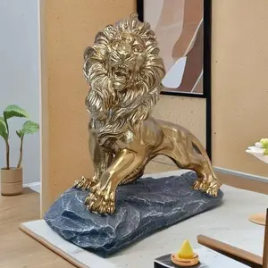 Lion King Sculpture Ornament, Decorative Statue, Resin Animal Sculptures, Powerful Design Symbolizing Strength Courage Authority Good Luck, Perfect for Office Study Living Room Entryway
