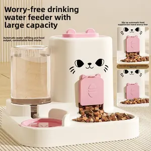 Automatic Pet Feeder and Waterer Combo, Automatic Gravity Feeder, Dry Wet Food Separated Cat Bowl Dog Bowl, Automatic Pet Drinking Fountain, Easy to Clean