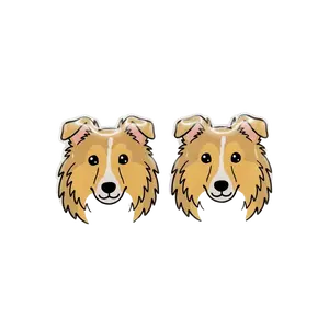 Golden Sheltie Titanium Stud Earrings