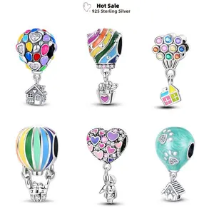 2024 Hot Sale Hot air Balloon Flying House Charm Beads Fit Necklac 925 Silver Original Bracelets Pendant Women Beads DIY Jewelry