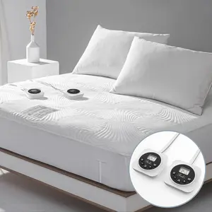 King Size Electric Heated Mattress Pad – Bed warmer with memory and preheat functions, 12 heat settings, dual control, auto shut-off after 1–12 hours, illuminated button