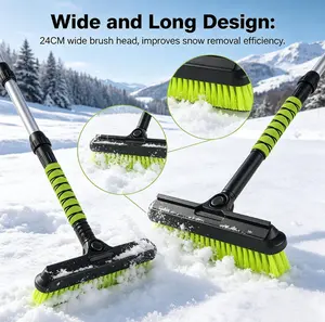 Telescopic Snow Brush Equipped with Ice Scraper & Squeegee, Rotatable Detachable Head Design, Portable Winter Windshield Cleaner for Cars, Trucks and SUVs
