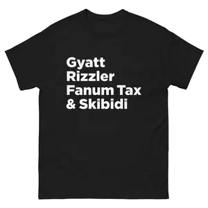 Rizzler, Gyatt, &amp; Skibidi — Unisex cotton t-shirt, Fanum Tax TShirt Graphic Unisex Cotton Tee Shirts For Women Men