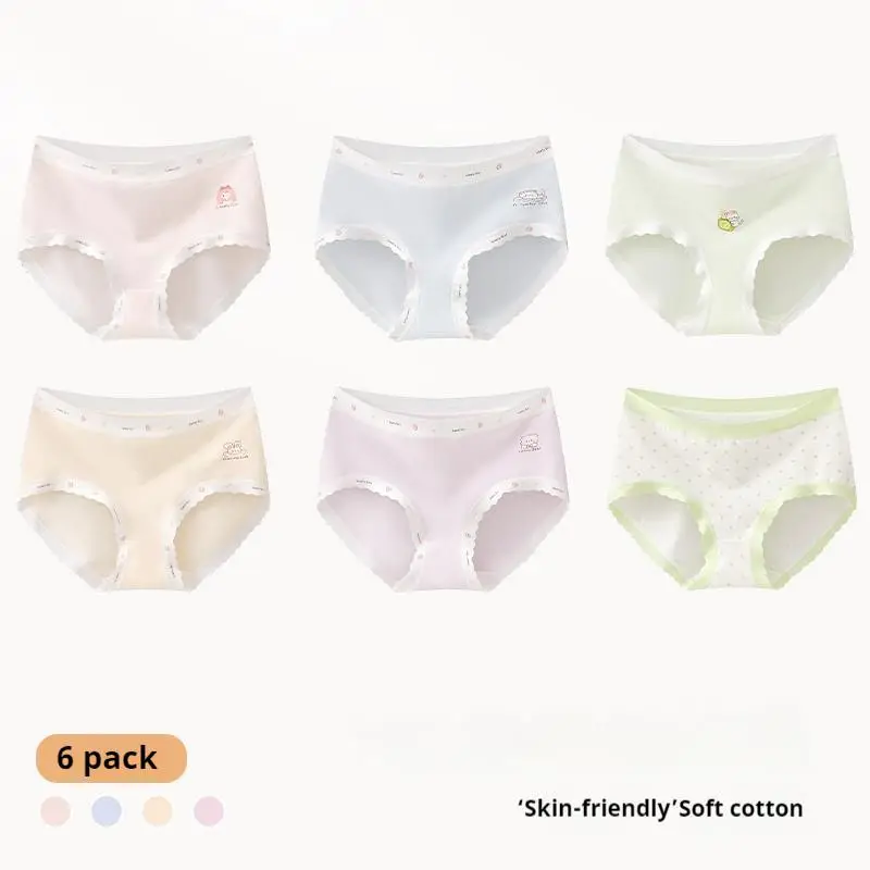 CloudComfort Kids Girls' Underwear - Seamless Organic Cotton Briefs with Stretch Waistband, Hypoallergenic & Breathable 6-Pack