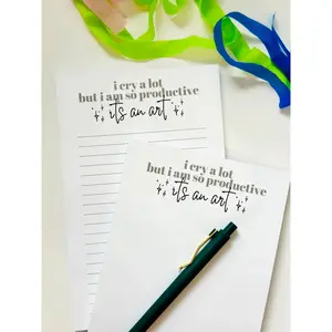 Half Page (5.5x8.5") I Cry A Lot But I am so Productive It's an Art Notepad, A5 To Do List girl gift idea planner girly journal to-do list grocery list goal set task list