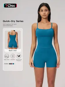 Creamy Soft Shockproof Sports Tank Top Set, High Waist Butt Lifting Fitness Wear, European and American Yoga, Women's Activewear