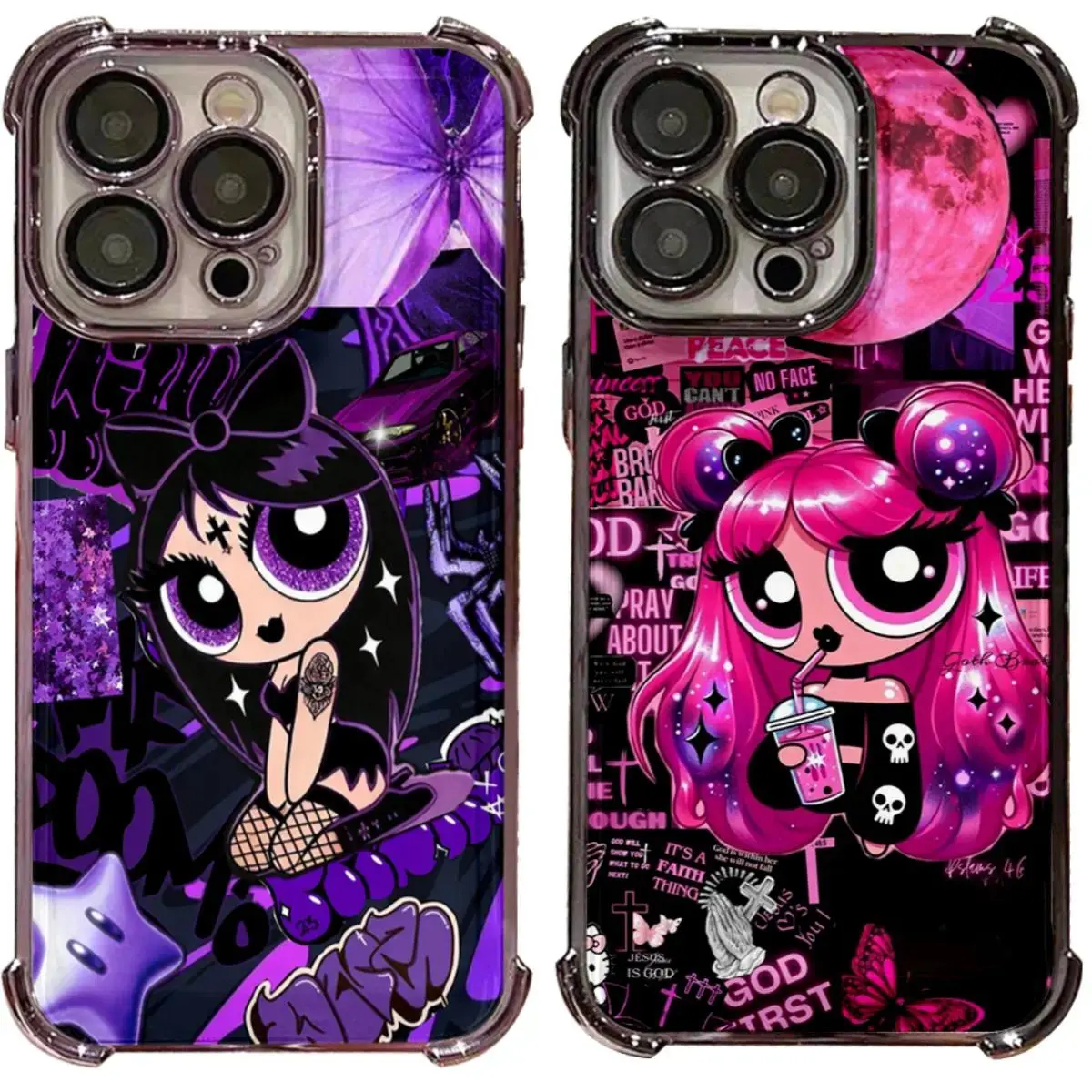 Anime P-Powerpuff Girls Y2K Fashion Shockproof Phone Case for iPhone 17 Air 16 15 14 13 12 11 Pro Max Plus & Samsung S25 S24 S23 S22 Plus Ultra Multiple Styles Available Ideal Holiday Gifts Fashion Accessories Protective TPU Material - Protection
