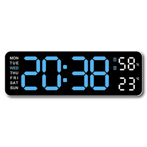 LED Digital Alarm Clock with Dual Alarm, Digital Wall Clock for Home Bedroom & Office, 10" Large Display 12/24H Desk Clock with Temperature/Humidity/Week/Adjustable Dimmer, Minimalist Clock Lights Set, New Year's Day Decorations, Valentine's Day Gifts