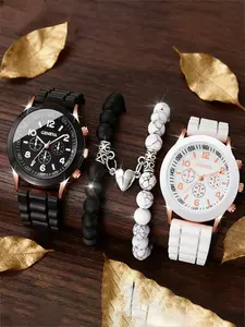 4-piece exquisite neutral  watch set for women, couples, men, quartz watch set
