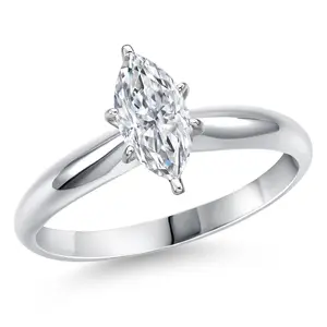 Gem Stone King 14K White Gold IGI Certified Lab Grown Diamond Solitaire Engagement Ring for Women | 1 Ct Marquise Cut| D-E Color | VS1-VS2 Clarity