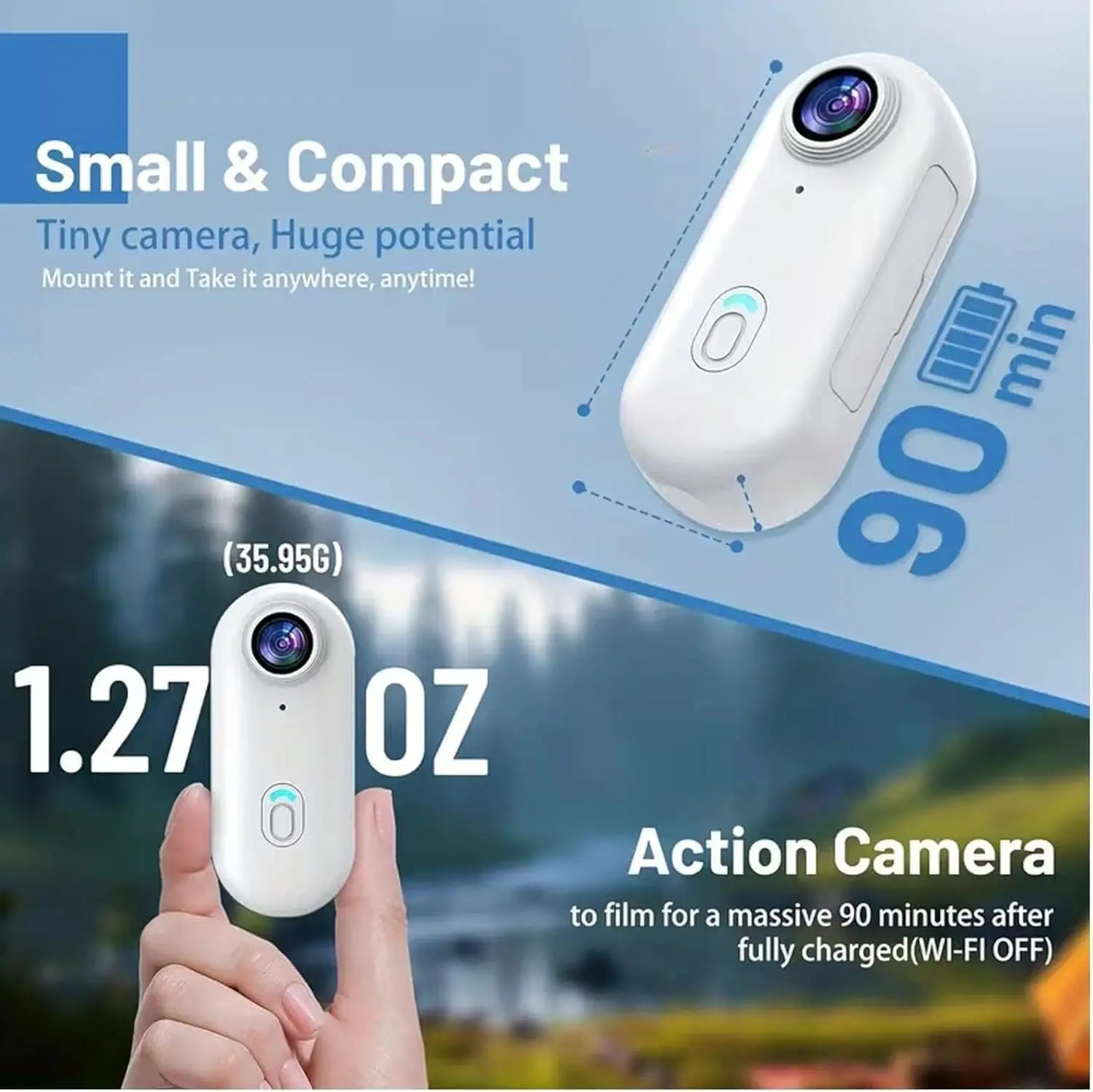 MUOXUEQN 32G 1080p Mini Action Camera - Thumb-Sized Wearable Helmet Cam, Hands-Free First-Person View Camera for Cycling, Vlogging, Ideal Gift for Friends Compact