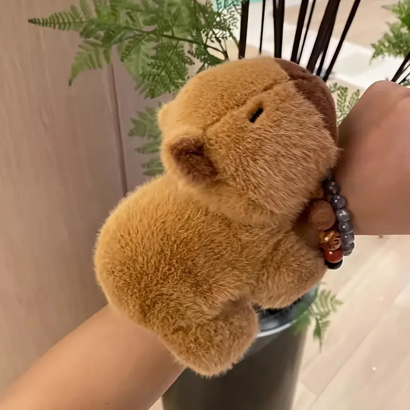 Cute Capybara Plush Toy Bracelet, Cute Animal Design, Soft PP Material, Dark Fill, Fun Accessory for Games and Decoration, Quality Winter Plush, Soft Adorable Stuffed, Cuddly Stuffed Animal, Huggable Stuffed Animal, Stuffed Animal Gifts