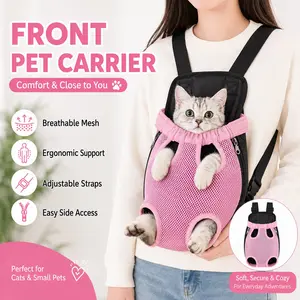 Outdoor Small Pet Dogs Cats Carrier Backpack, Portable Breathable Double Shoulder Mesh, Camping Hiking Travel Bag, Lightweight Design