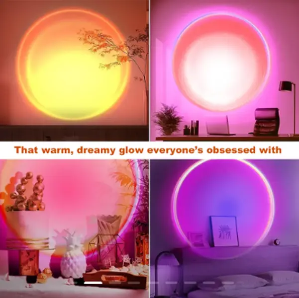 Sunset Lamp Projector Light, Upgraded 180° Rotating 16 RGB Colors Atmosphere Light, sunset moon lamp 4 Modes, Starry Sky Lamp for Bedroom, Couples, Aesthetic Room Decor, Photo Lighting & Gift, Mood lighting Sunset hues, bedroom night light ,#Summervibes